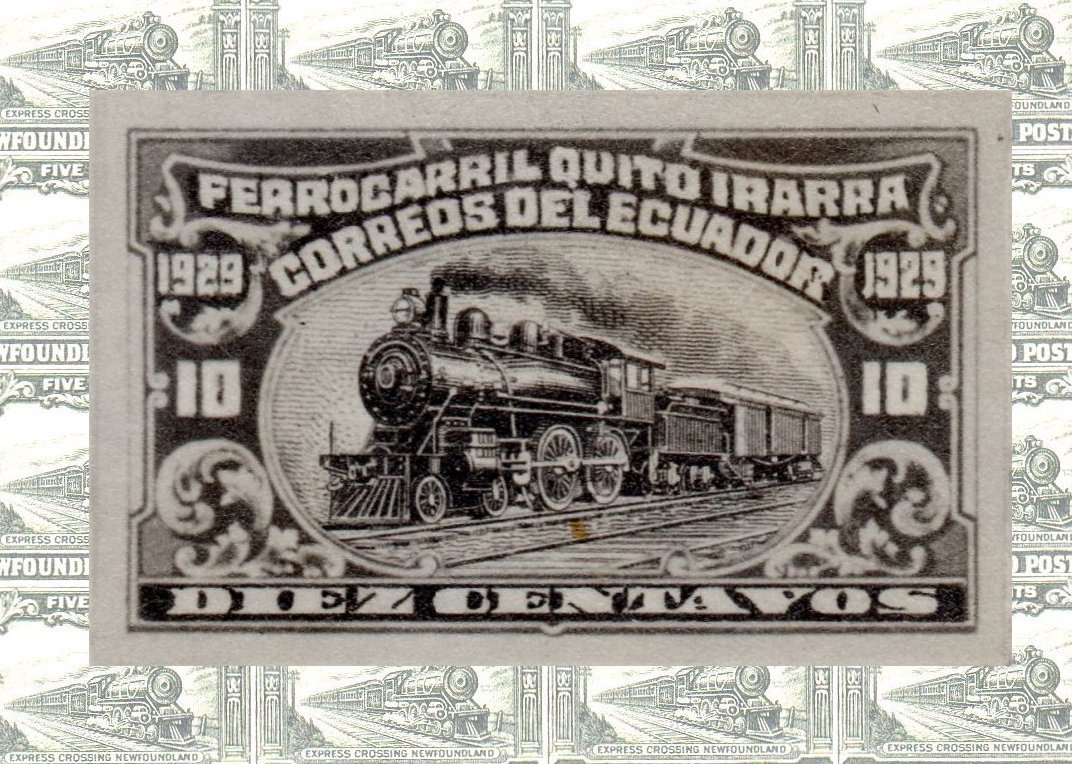 Ecuador Stamps 1929 Essay Steam Train